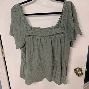Lucky brand peasant top XL - olive